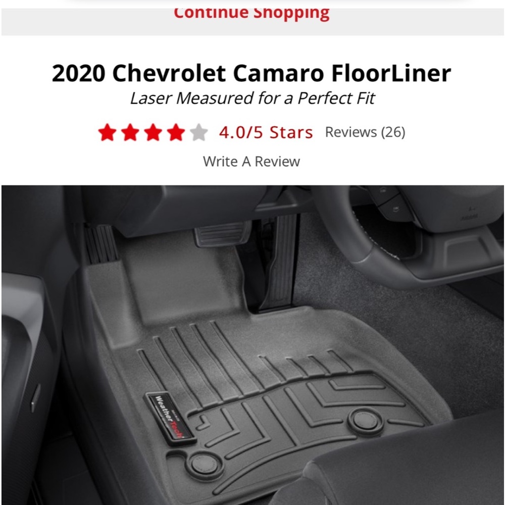 2020 Chevrolet Camaro weather tech front only floor mats, they are all black
